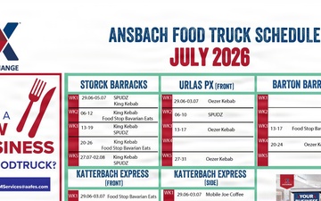Ansbach July 2026 Food Truck Schedule