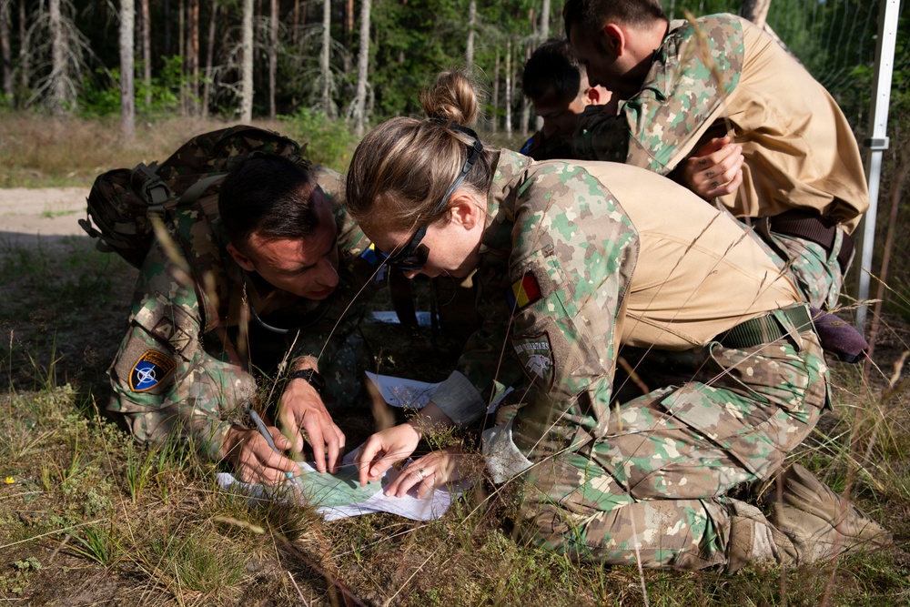 U.S., Romanian and Croatian forces conduct land navigation training in Poland