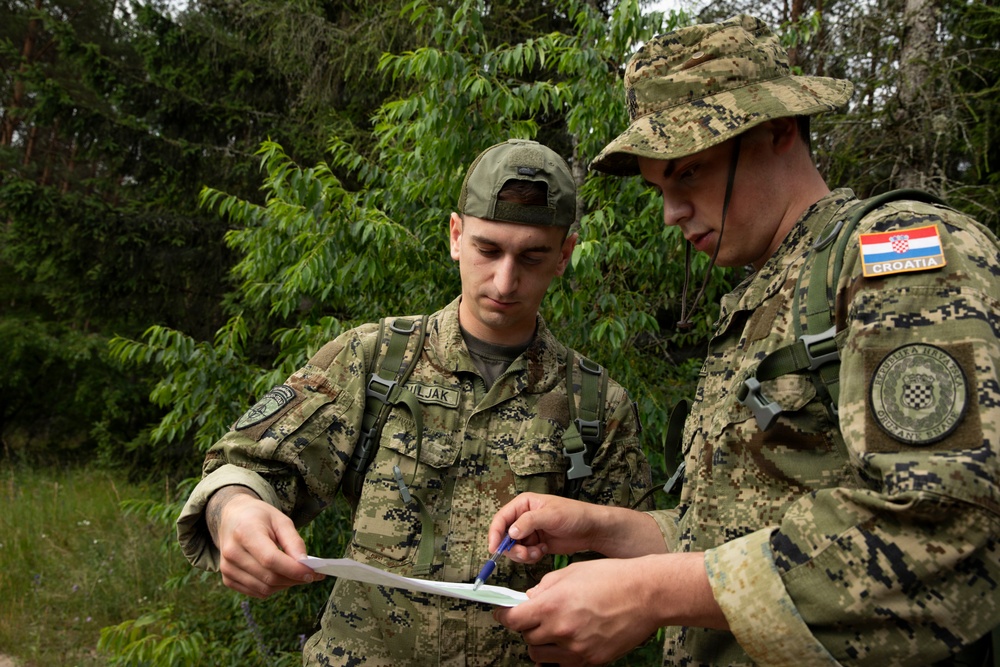 U.S., Romanian and Croatian forces conduct land navigation training in Poland