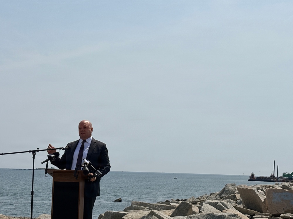 Camp Ellis jetty repair press event