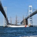 USCGC Eagle sails under Bay Bridge