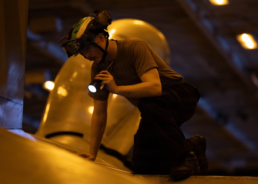 USS George H.W. Bush Sailors Perform Aircraft Maintenance