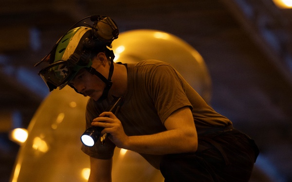 USS George H.W. Bush Sailors Perform Aircraft Maintenance