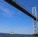 USCGC Eagle sails under Bay Bridge
