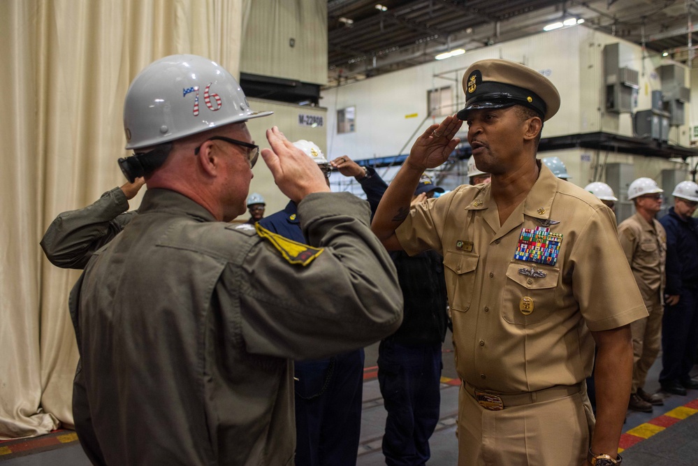 Ronald Reagan Command Master Chief and Engineering Master Chief Bong Off