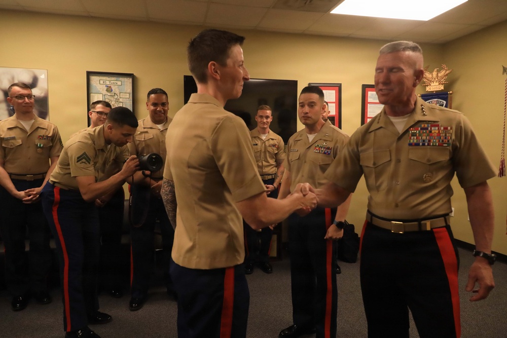 CMC Visits RS Tampa, Awards Navy Commendation Medal to Tampa OSO Capt. Crawford