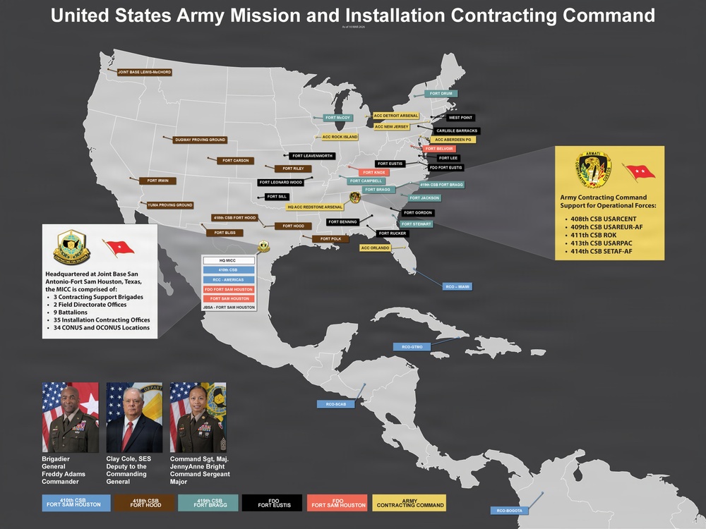 U.S. Army Mission and Installation Contracting Command Map