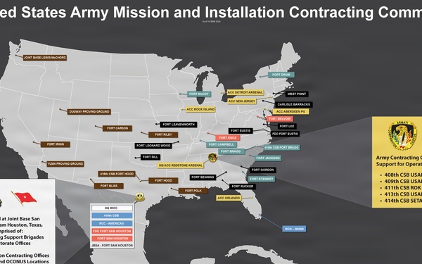 U.S. Army Mission and Installation Contracting Command Map