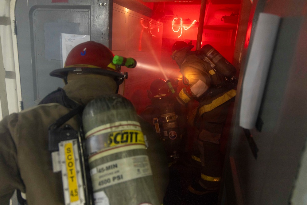 USS Frank Cable conducts general quarters drill