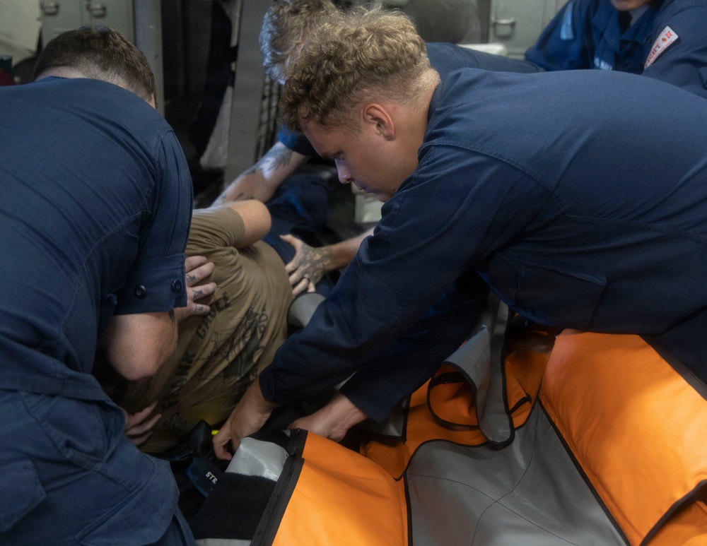 USS Frank Cable conducts a mass casualty drill