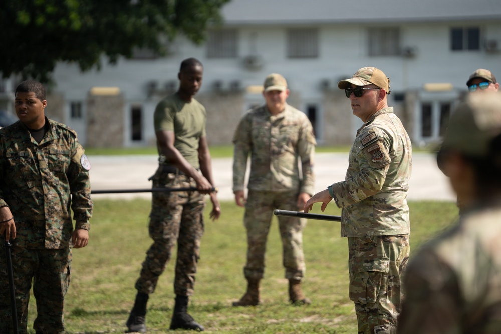 Members of the Rhode Island and South Carolina Air National Guard conduct military police training with the Royal Bahamas Defense Force
