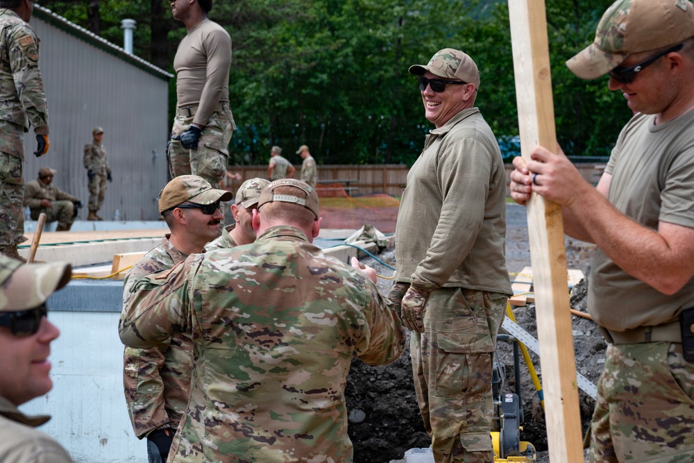 169th CES Airmen construct pole barn during Alaska DFT