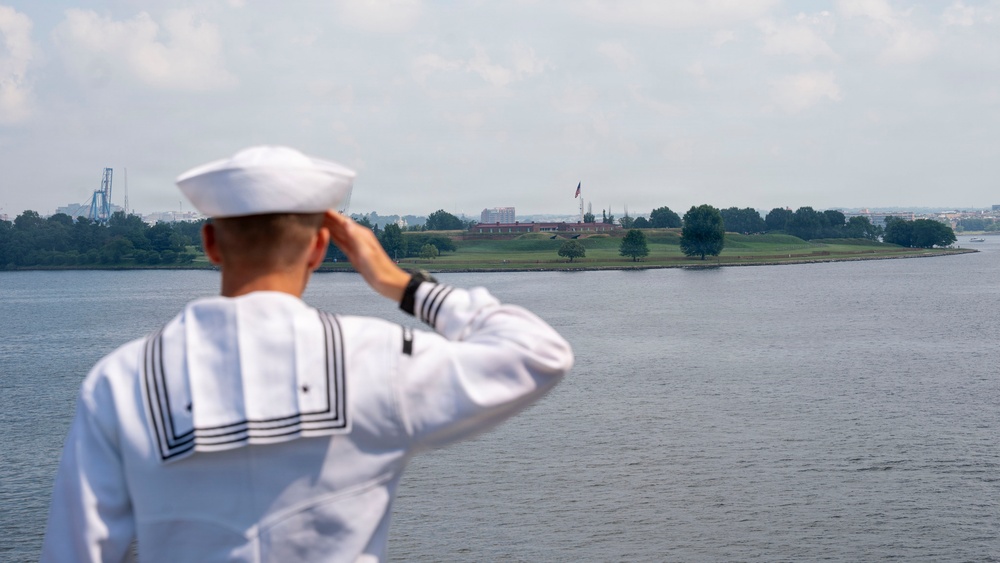 USS Arlington (LPD 24) Departs Baltimore