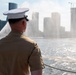 USS Arlington (LPD 24) Enters The New York Harbor