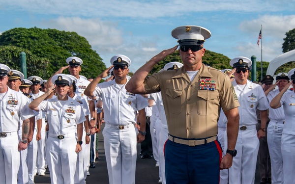 Multinational Senior Enlisted Leaders render honors at Battleship Missouri Memorial during RIMPAC 2026