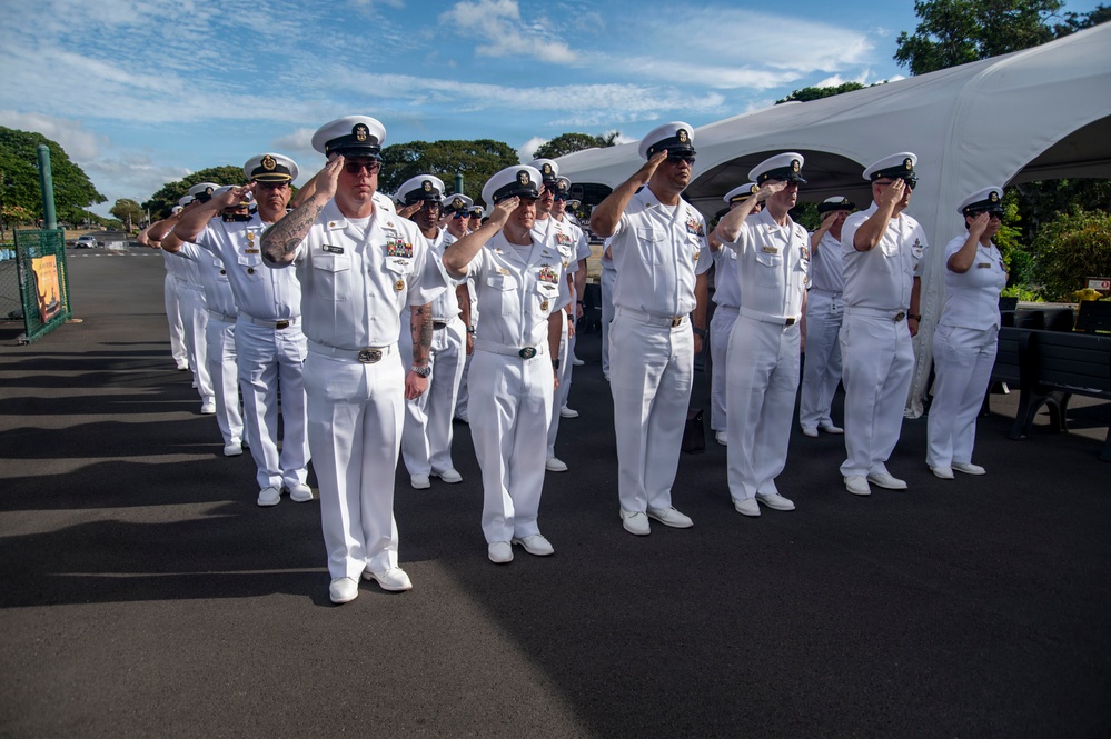Multinational Senior Enlisted Leaders render honors at Battleship Missouri Memorial during RIMPAC 2026