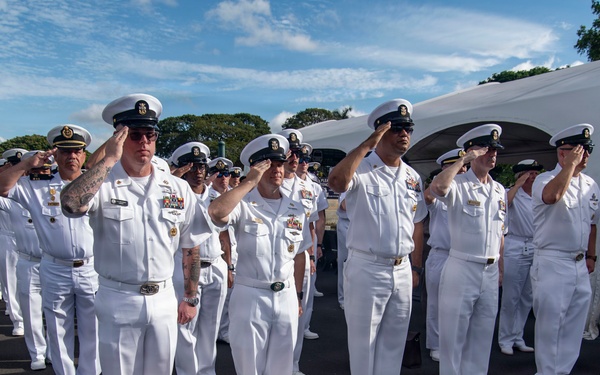 Multinational Senior Enlisted Leaders render honors at Battleship Missouri Memorial during RIMPAC 2026