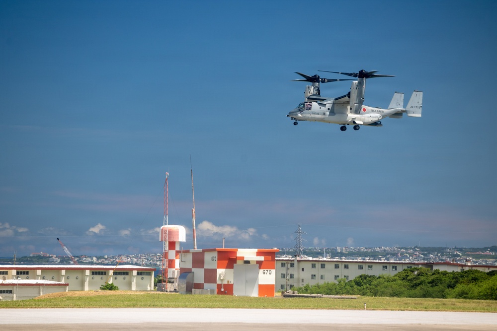 Japanese V-22 Ospreys arrive at MCAS Futenma for Resolute Dragon 26