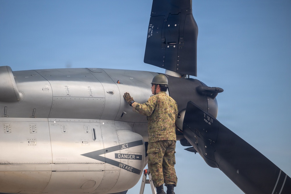 Japanese V-22 Ospreys arrive at MCAS Futenma for Resolute Dragon 26
