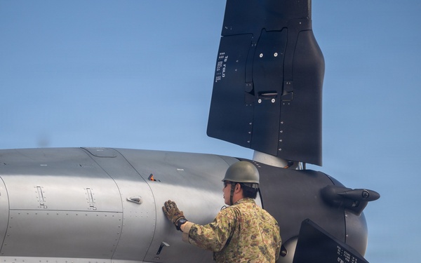 Japanese V-22 Ospreys arrive at MCAS Futenma for Resolute Dragon 26