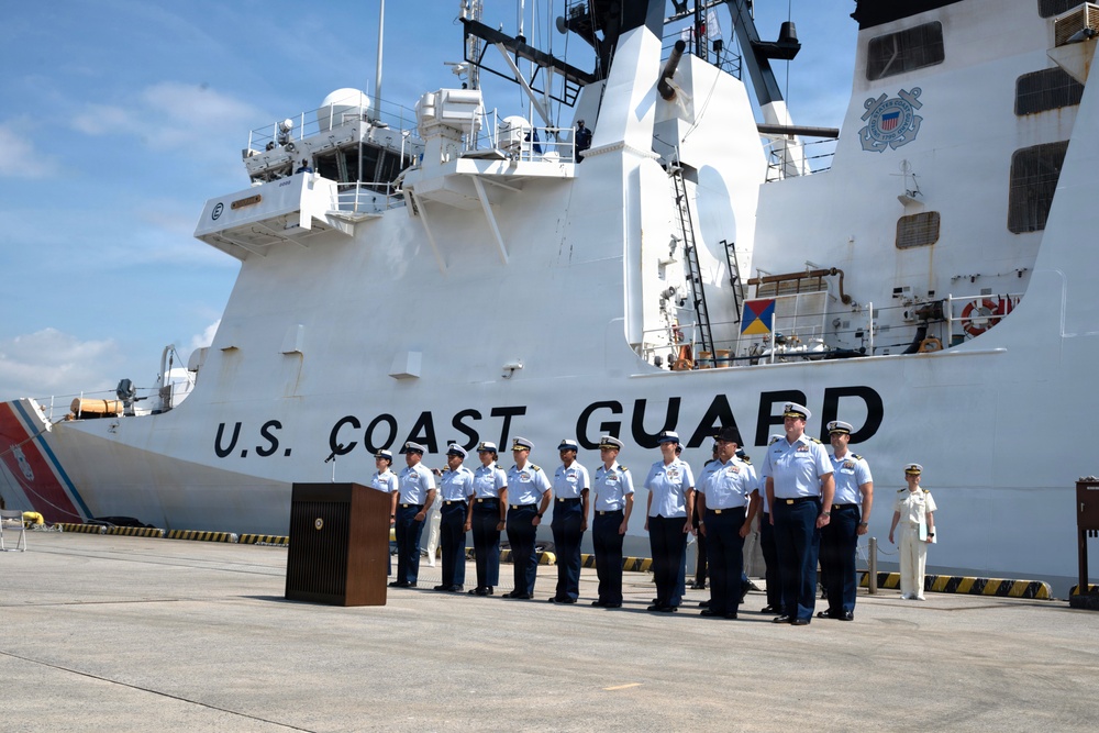 Vice Adm. Joseph Buzzella visits USCGC Midgett in Yokohama, Japan