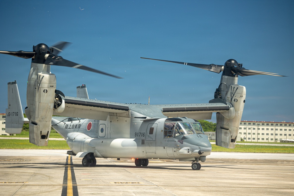 Japanese V-22 Ospreys arrive at MCAS Futenma for Resolute Dragon 26