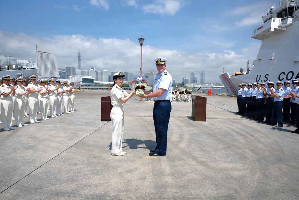Vice Adm. Joseph Buzzella visits USCGC Midgett in Yokohama, Japan