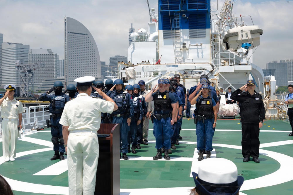 Vice Adm. Joseph Buzzella visits USCGC Midgett in Yokohama, Japan