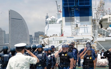 Vice Adm. Joseph Buzzella visits USCGC Midgett in Yokohama, Japan