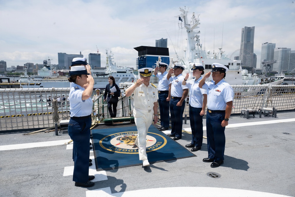 Vice Adm. Joseph Buzzella visits USCGC Midgett in Yokohama, Japan