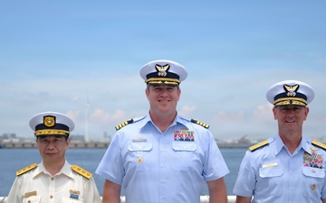 Vice Adm. Joseph Buzzella visits USCGC Midgett in Yokohama, Japan
