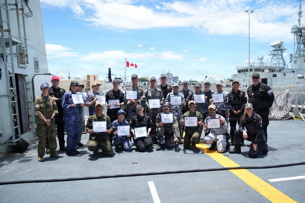 Partner Nation Military Members complete TCCC training aboard HMCS Ottawa