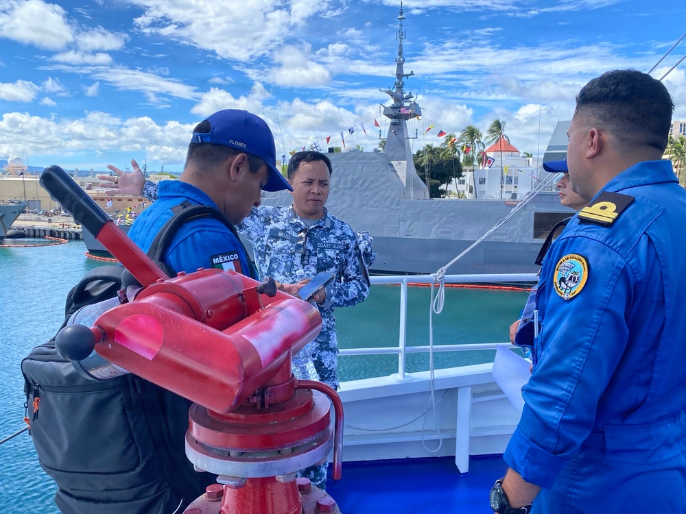 Mexican Navy Pilots Visit PCG BRP Gabriela Silang During RIMPAC 2026