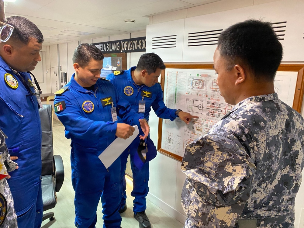 Mexican Navy Pilots Visit PCG BRP Gabriela Silang During RIMPAC 2026