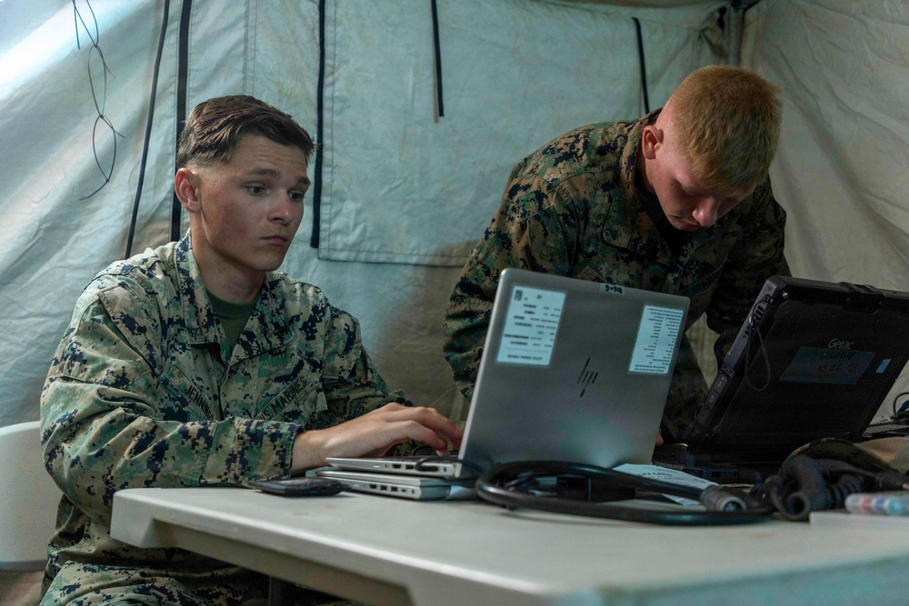 III MEF Marines set up communications during Valiant Shield 26