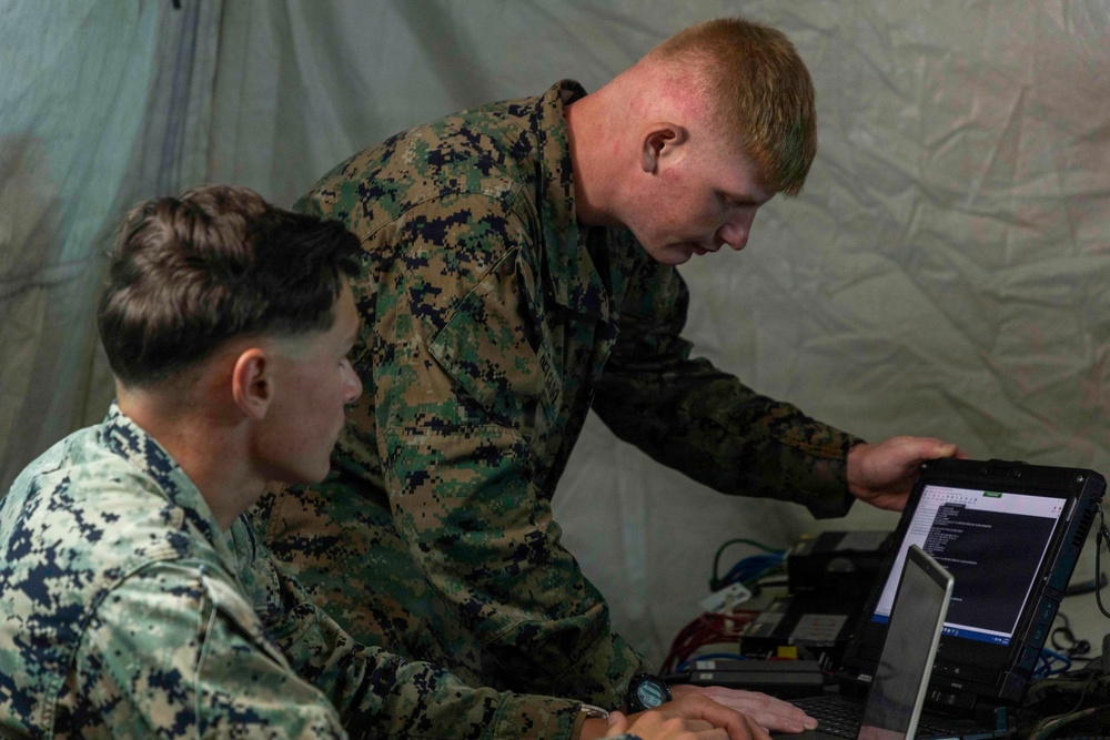 III MEF Marines set up communications during Valiant Shield 26