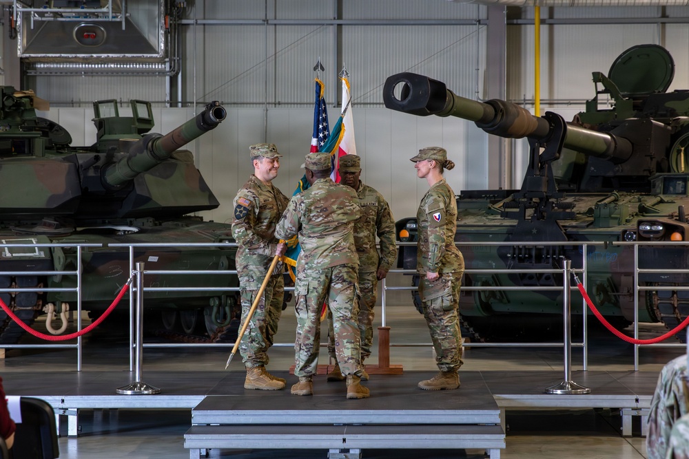 The 405th Army Field Support Battalion conduct a change of command ceremony