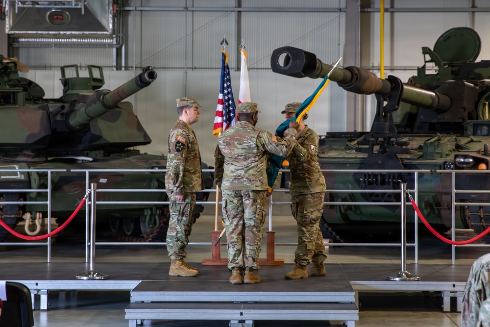 The 405th Army Field Support Battalion conduct a change of command ceremony