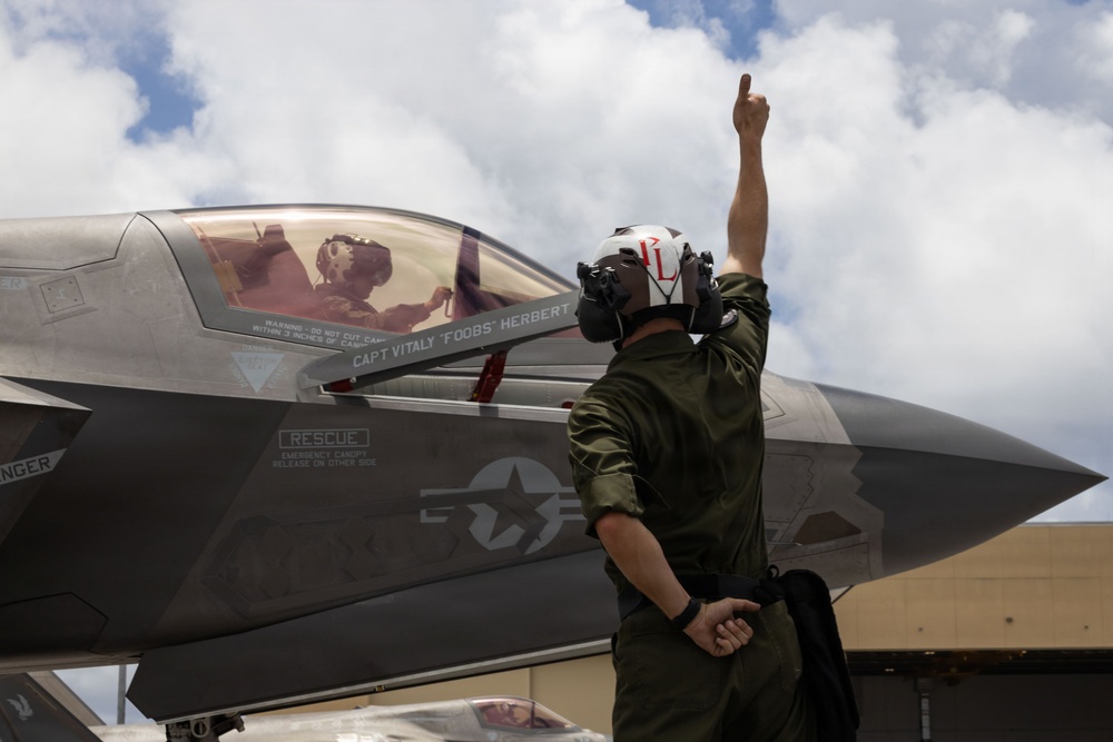 VMFA-242 flies out of Andersen Air Force Base during Valiant Shield