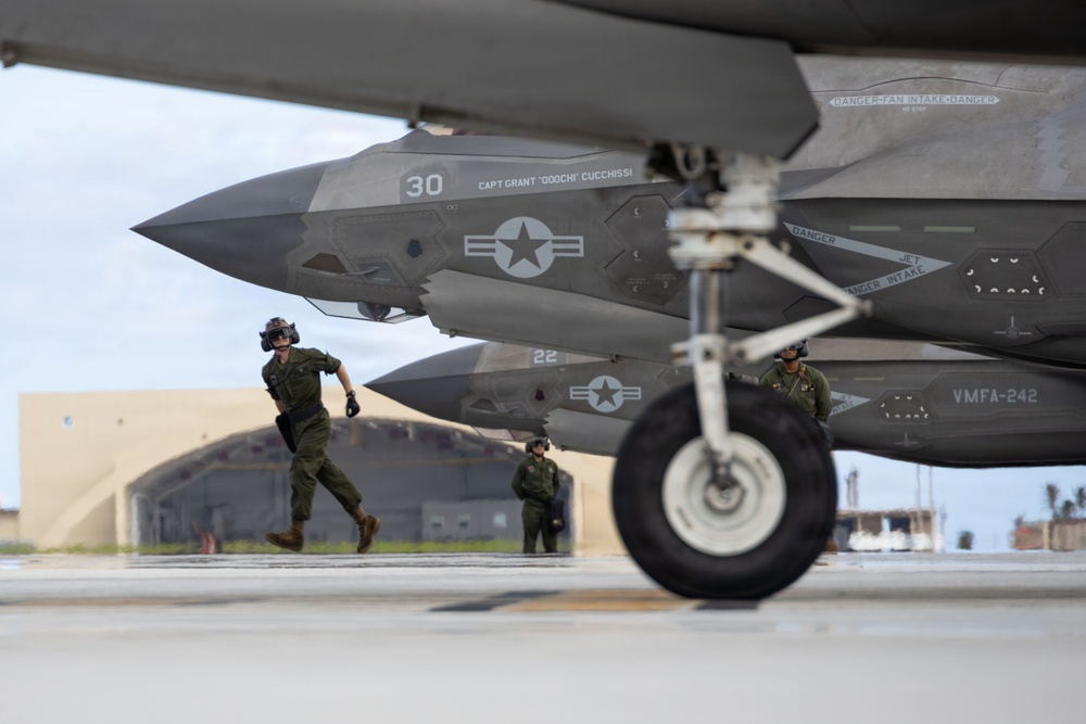 VMFA-242 flies out of Andersen Air Force Base during Valiant Shield