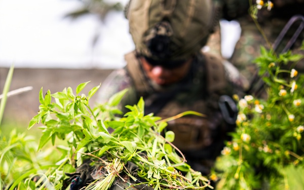 3rd Littoral Combat Team, Philippine marines conduct cover and concealment training during KAMANDAG 10