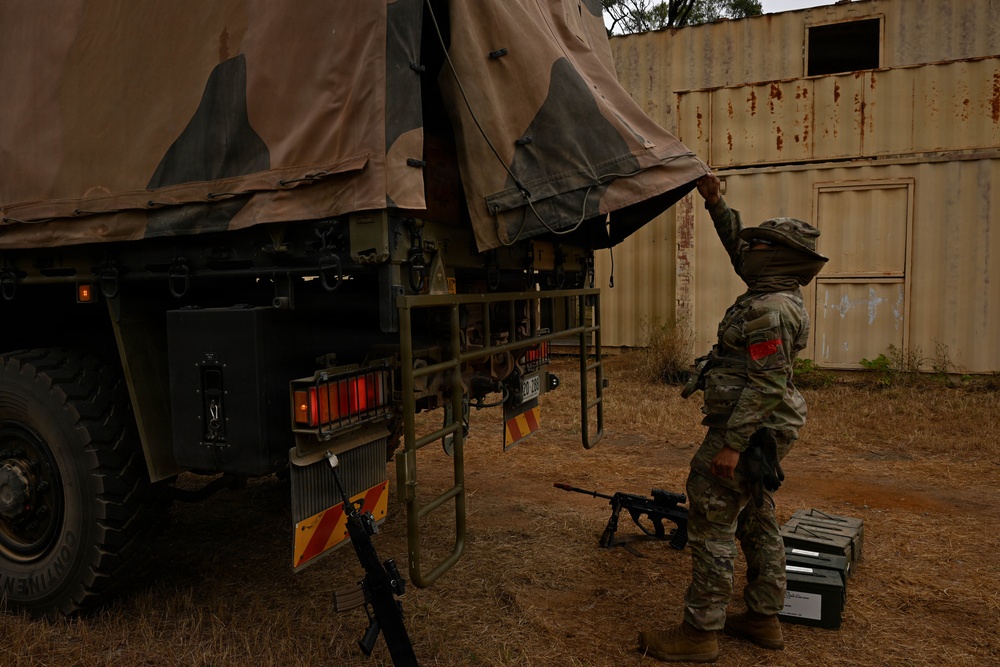 Southern Jackaroo 26: U.S. Army Soldier Unloads from Supply Truck
