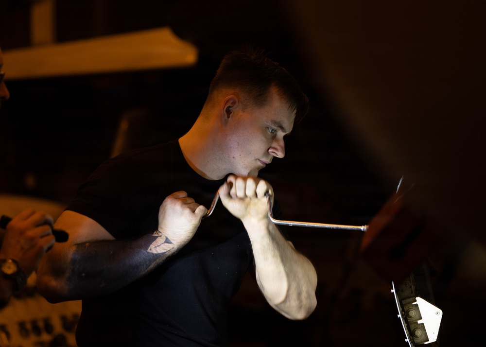 USS George H.W. Bush Sailors Conduct Aircraft Maintenance