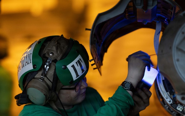 USS George H.W. Bush Sailors Conduct Aircraft Maintenance