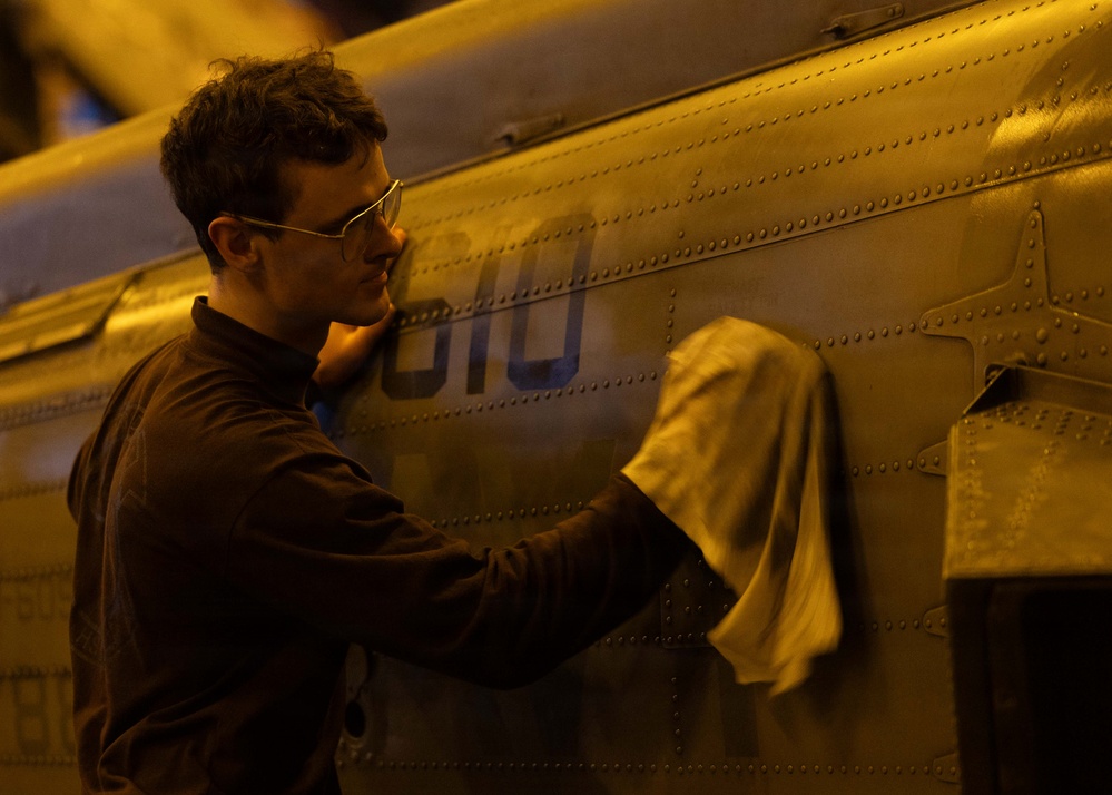 USS George H.W. Bush Sailors Conduct Aircraft Maintenance