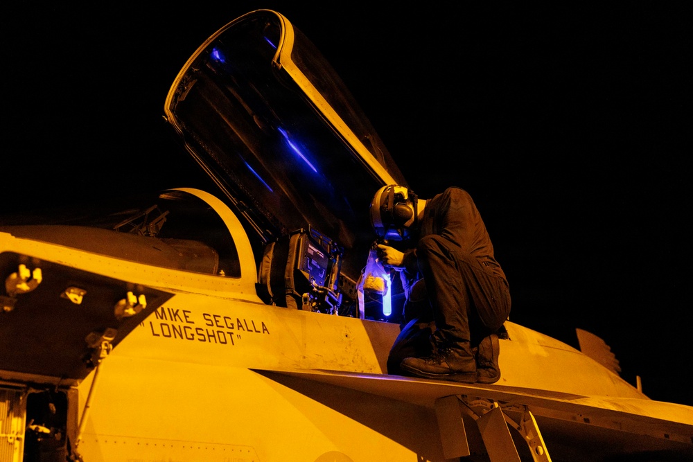 USS George H.W. Bush Sailors Conduct Aircraft Maintenance