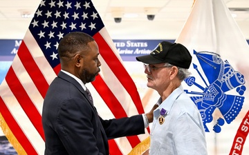 Vietnam Vet receives his Purple Heart at the Pentagon after 57 Years