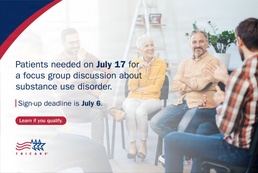Provide feedback on clinical practice guidelines in joint patient focus groups: substance use disorder on July 17