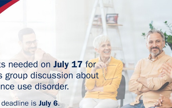 Provide feedback on clinical practice guidelines in joint patient focus groups: substance use disorder on July 17