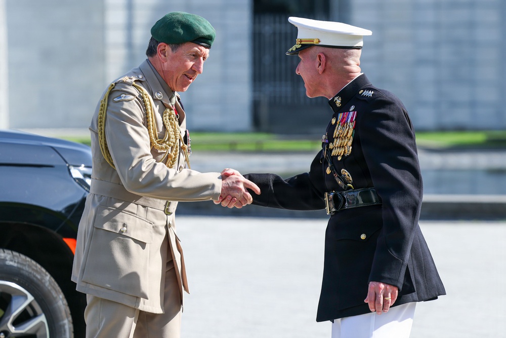 The Commandant, Gen. Eric M. Smith hosts First Sea Lord Commandant General Sir Gwyn Jenkins at a Sunset Parade